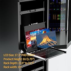 1U Rack Mount KVM Console,Arvitek 17.3" LCD Monitor