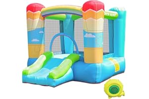 Doctor Dolphin Inflatable Bounce House for Kids, Bouncy House with Blower Indoor Outdoor, Inflatable Bouncer for Kids Party (Hot-air Balloon Theme)