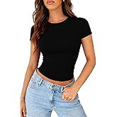ForeFair Summer Going Out Top Women Casual Short Sleeve T Shirt Crew Neck Basic Tee