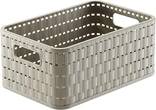 Rotho Country Aufbewahrungskiste 4l in Rattan-Optik, Kunststoff (PP) BPA-frei, cappuccino, A6+/4l (23,7 x 15,8 x 10,8 cm)