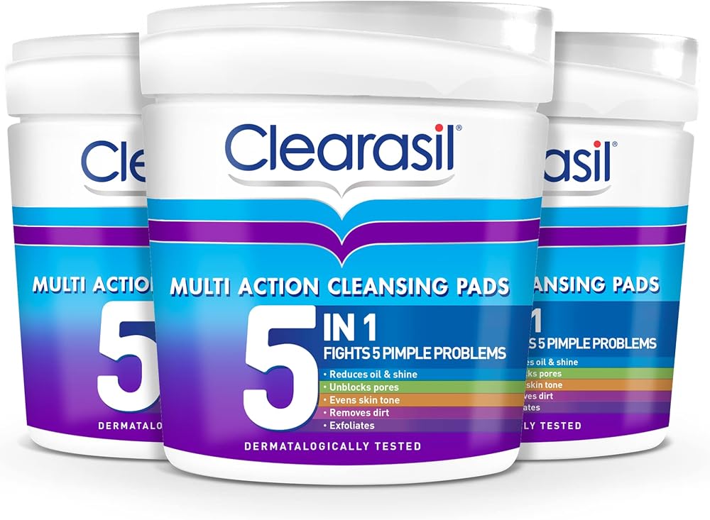 Clearasil 5-In-1 Salicylic Acid Pads 65 Count x 3 Pack Acne Care