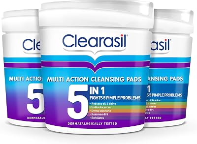 Clearasil 5-In-1 Salicylic Acid Pads 65 Count x 3 Pack Acne Care
