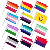 Weewooday 108 Pcs Mini Pride Flags Set LGBT Small Flag Hand Held Progress Rainbow Gay Genderqueer Asexual Nonbinary Lesbian Intersex Transgender Genderfluid Abrosexual Pansexual Bisexual Gay Supplies