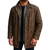 Men’s Vintage Supernatural Style Distressed Brown Trench Leather Coat – Rugged Winter Fashion Cosplay Outerwear
