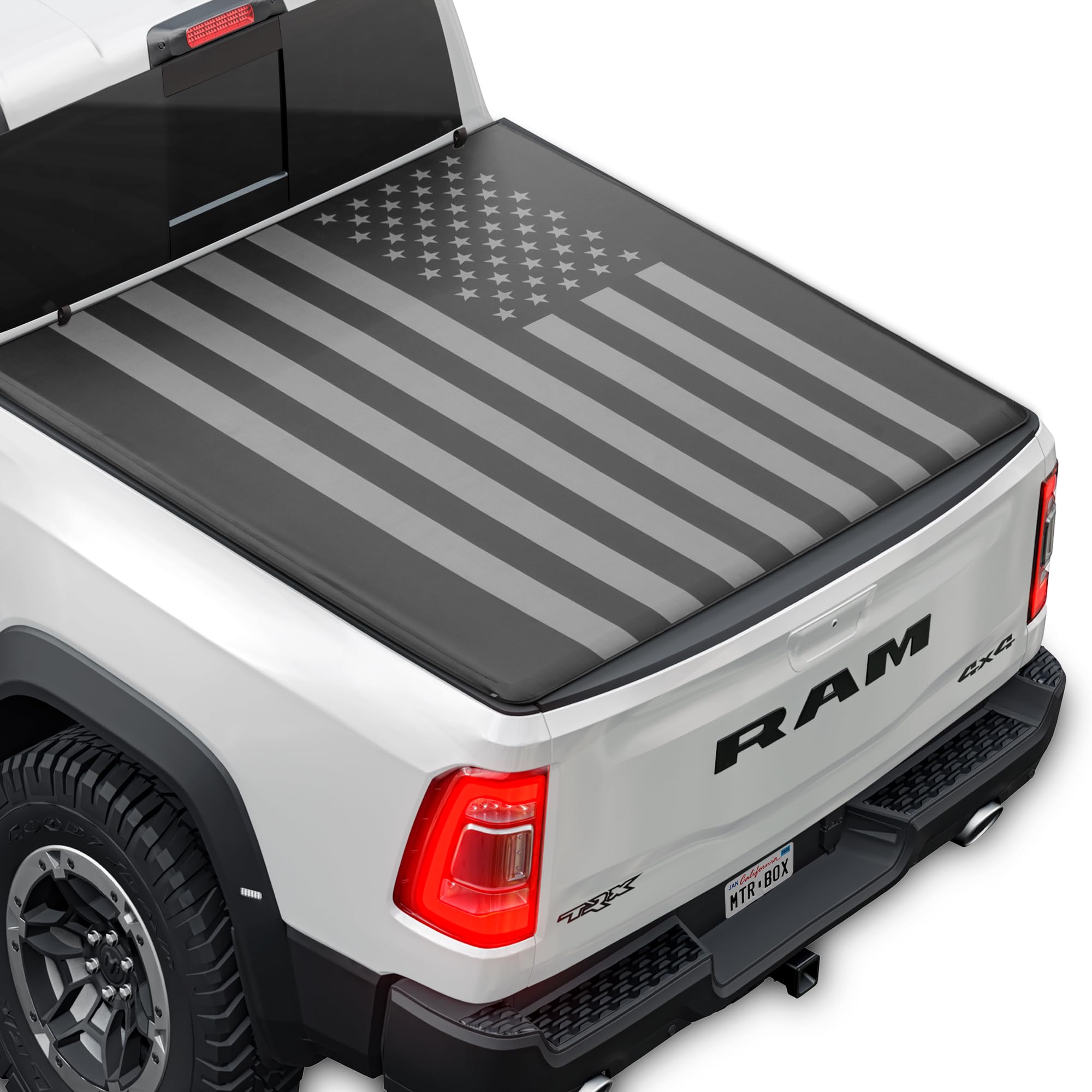 Flag Truck Tonneau Cover for 2002-2025 Ram 1500/2003-2024 Ram 2500/3500 with 6.4 ft Bed All-Weather Soft Roll Truck Bed Cover for Truck ONLY for Classic Body (NO RAMBOX)