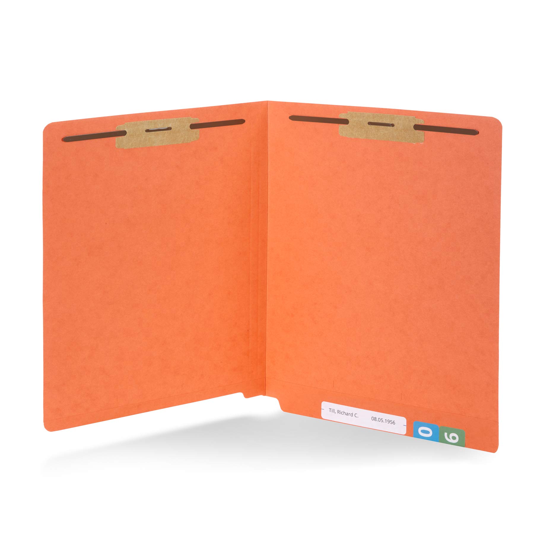 Photo 1 of 50 Orange End Tab Fastener File Folders - Reinforced Straight Cut Tab - Durable 2 Prongs Designed to Organize Standard Medical Files, Receipts, Office Reports, and More - Letter Size, Orange, 50 Pack