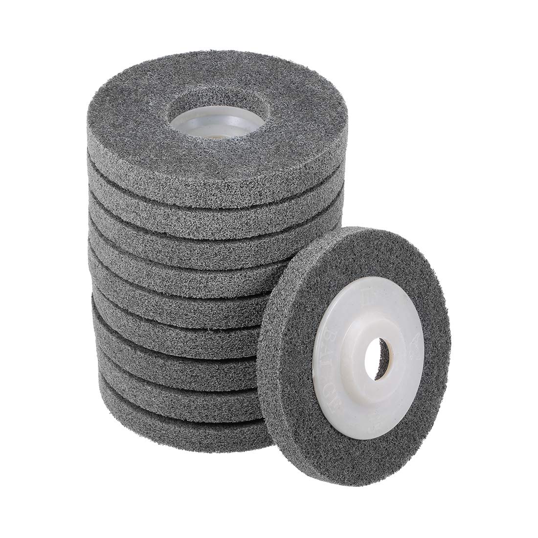 sourcing map 10 Pcs 4 Inch Nylon Fiber Polishing Wheel Sanding Buffing 5/8 Inch Hole Abrasive Wheels for Angle Grinders
