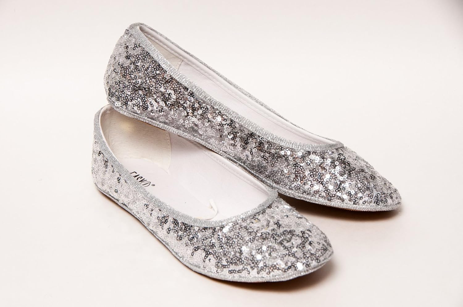 silver sequin flats