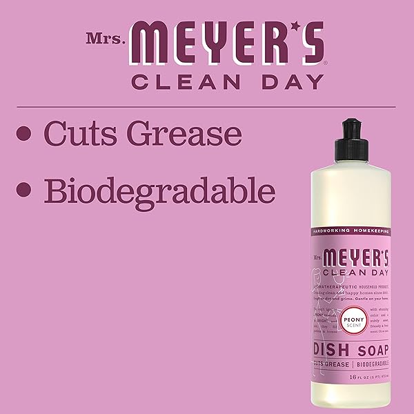 MRS. MEYER’S CLEAN DAY LIQUID DISH SOAP, BIODEGRADABLE FORMULA, PEONY, 16 FL. OZ