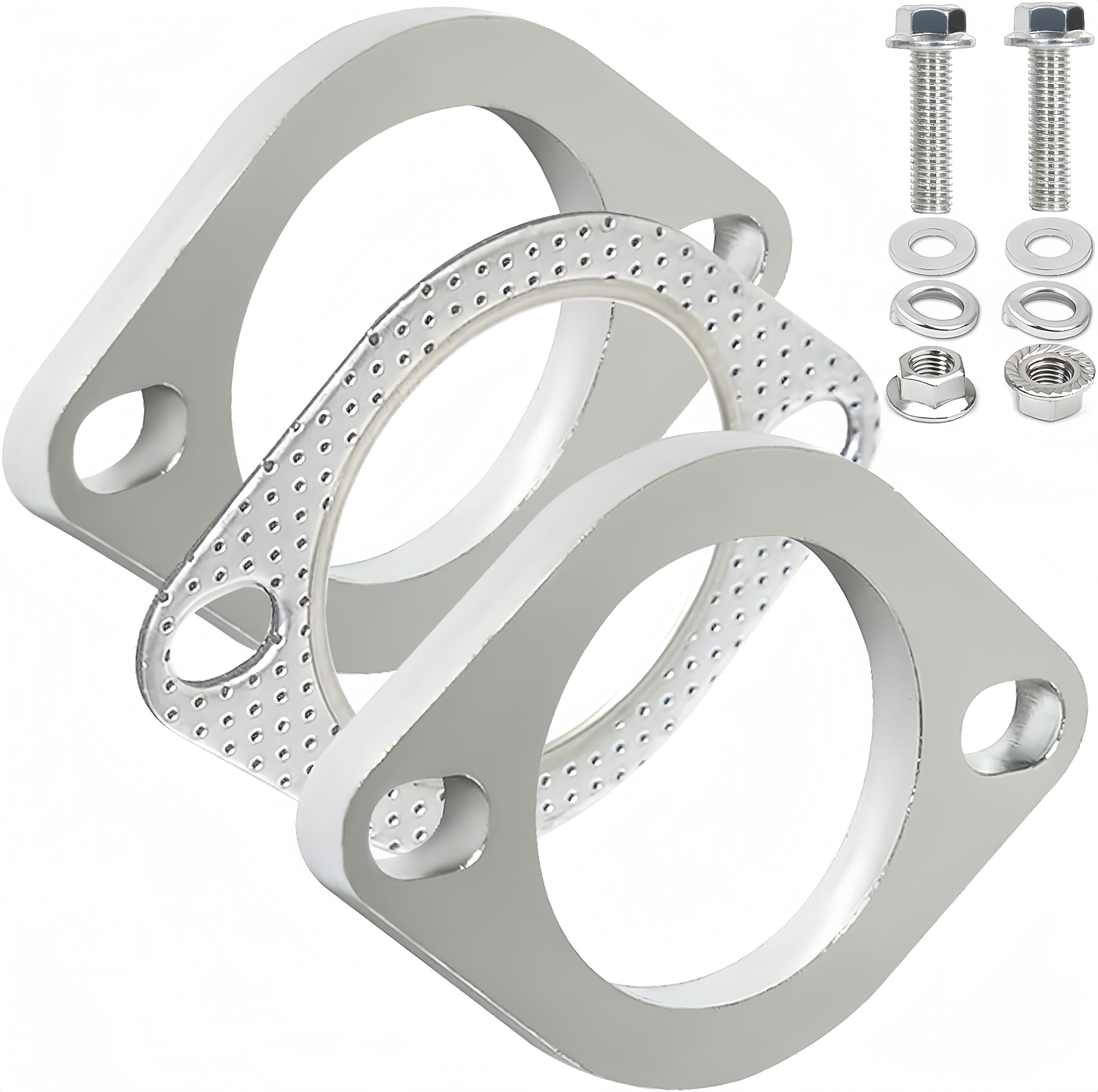 Korekaou マフラーガスケット 1セット ステンレス マフラー フランジ ボルトナット付き 汎用 車 サイレンサー ガスケット (φ63) の商品画像