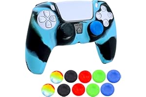 OIOKEW Silicone Skin for Ps5 Controller, 1pc Anti-Slip Shell Cover Case with 10 Joystick Grips for Playsation 5 Controller Wireless Gamepad(PS5 Controller #14)