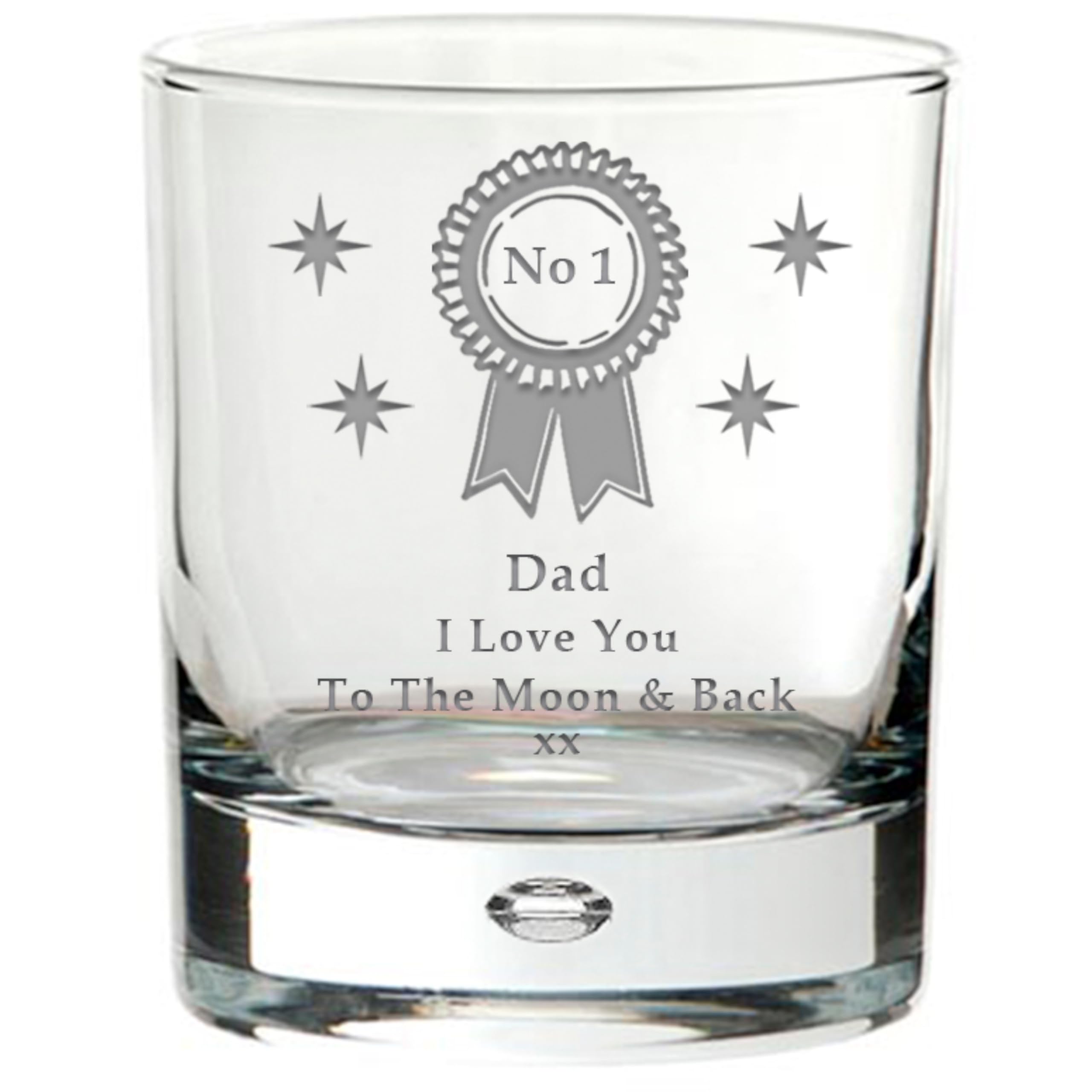 Chris Bag Of Goodies No 1 Dad I Love You to The Moon and Back Engraved Whisky Whiskey Glass Tumbler