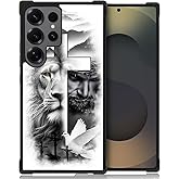 FKBRCL4U for Samsung Galaxy S25 Ultra Case,Graphic Design for Girl Boy Soft Silicone Hard Acrylic Shock Protection Designed for Samsung Galaxy S25 Ultra Lion Cross Jesus Christ Dove Pattern