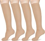 ACWOO Compression Socks 2 Pairs Unisex Graduated Support Black Beige