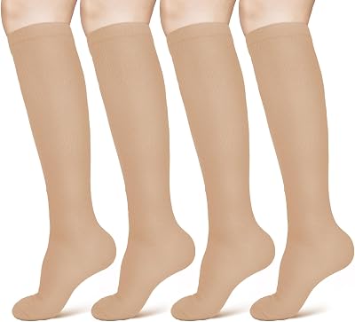 ACWOO Compression Socks 2 Pairs Unisex Graduated Support Black Beige