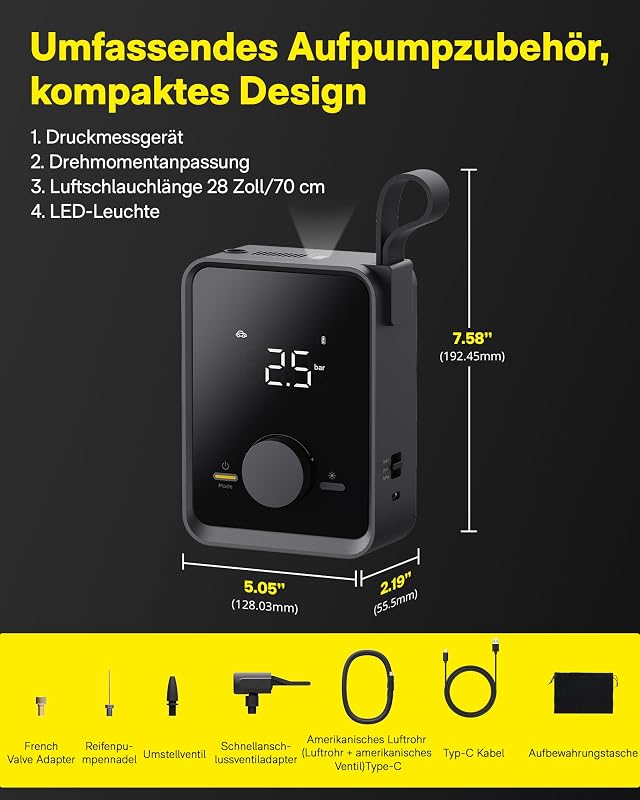 Elektrische Luftpumpe Pro, Elektrische Kompressor, 120 PSI