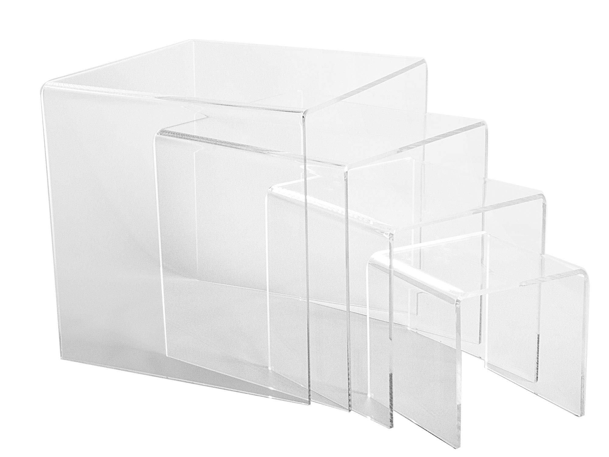CHOICE ACRYLIC DISPLAYS Set of 4 Large Acrylic Risers 1/4" Thick