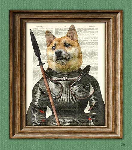 Joan Of Bark Shiba Inu Warrior In Armor Art Print Beautifully Upcycled Dictionary Page Book Art Print