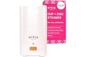 PIXIE CUP Pixie Menstrual Cup Steam Cleaner - Wash Your Cup + Kill 99.9% of Germs with Cleanser Steam for Feminine Care - 3 Minutes and Your Period Cup is Sterile! Automatic Shut Off - FSA Eligible (White)