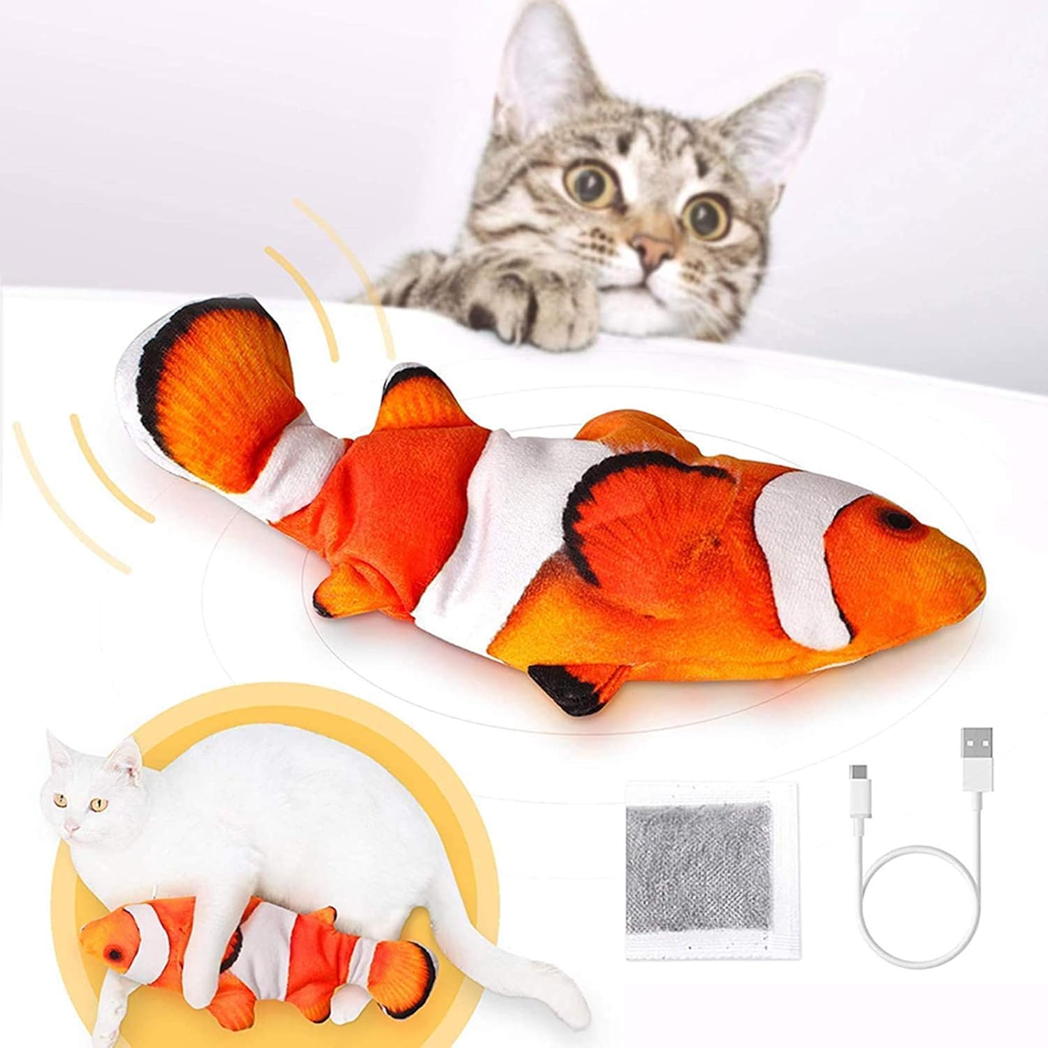 HIAME Jouet De Chat Poisson Électrique Jouets Interactifs pour Chats