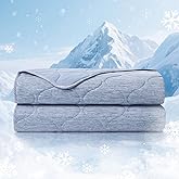 Cozy Bliss Cooling Dual-Sided Blanket for Hot Sleepers, Q-Max>0.46 Lightweight Soft Breathable Bed Blanket, Double Side Cooling Throw for Night Sweats (Denim Blue, 50"x70")