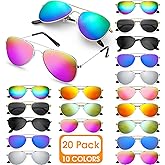 Mepase 20 Pairs Kids Sunglasses Bulk Kids Neon Sunglasses Beach Party Favors Boys UV Protection Polarized Mirrored Metal Frame Boys Girls Eyeglasses Birthday Gifts for Teenagers, 10 Styles
