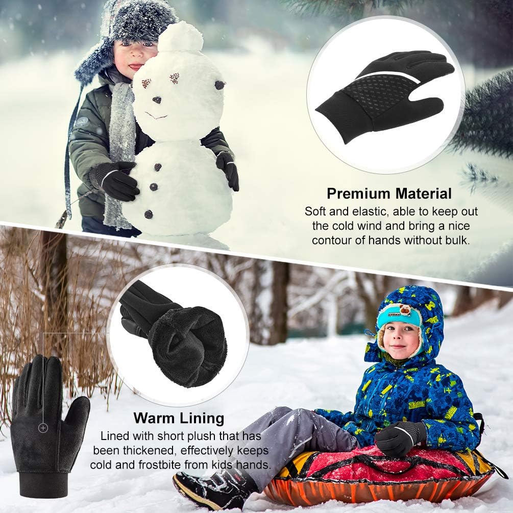 VBIGER Kids Winter Touchscreen Anti-slip Sports Running Cycling Gloves for Boys Girls Aged 6-12: Clothing