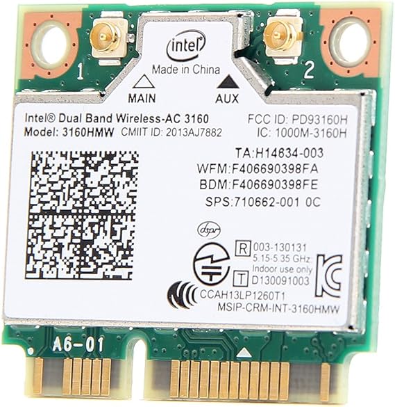 Amazon Com Intel Dual Band Wireless Ac 3160 3160hmw Half Mini Pci E Bluetooth Bt Wireless Wifi Card 802 11 Ac A B G N Computers Accessories Amazon Com Intel Dual Band Wireless Ac 3160 3160hmw Half Mini Pci E Bluetooth Bt Wireless Wifi Card 802 11 Ac A B G N Computers Accessories