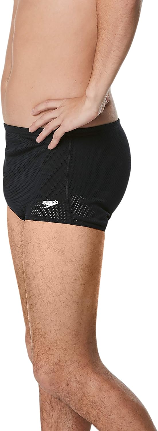 Speedo Men's Swimsuit Square Leg Poly Mesh Training Suit: Clothing