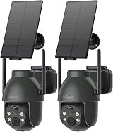 ieGeek 2K Solar Security Camera Outdoor Wireless 2pcs 360° Pan Battery with
