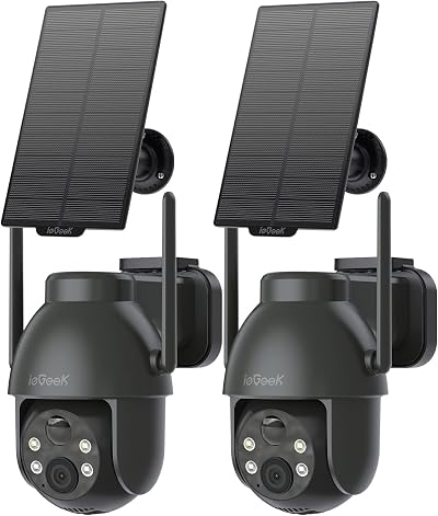 ieGeek 2K Solar Security Camera Outdoor Wireless 2pcs 360° Pan Battery with