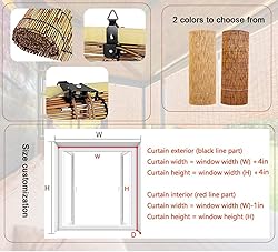 Bamboo Shades for Patio,Retro Bamboo Blinds,Outdoor