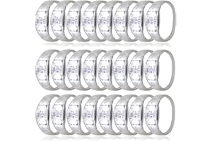 Dhseinat 24 Pcs LED Glow Bracelets Sound Activated Bracelet Glow Bracelets with Flashing LED Strobe for Wedding,Carnival,Concerts , Night Events, Rave, Game Prizes, Birthday Party Favor (white)