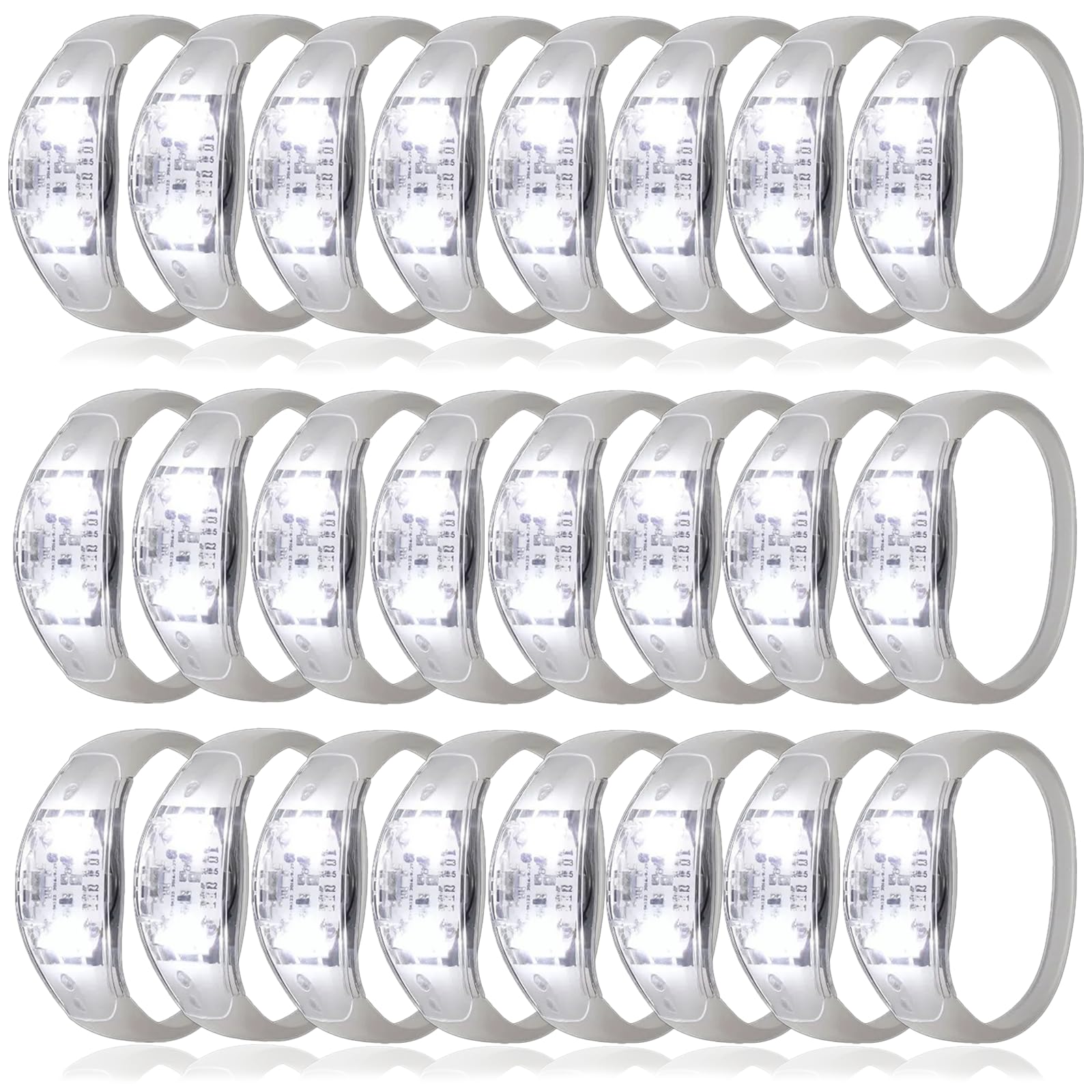 Photo 1 of Dhseinat 24 Pcs LED Glow Bracelets Sound Activated Bracelet Glow Bracelets with Flashing LED Strobe for Wedding,Carnival,Concerts , Night Events, Rave, Game Prizes, Birthday Party Favor (white)