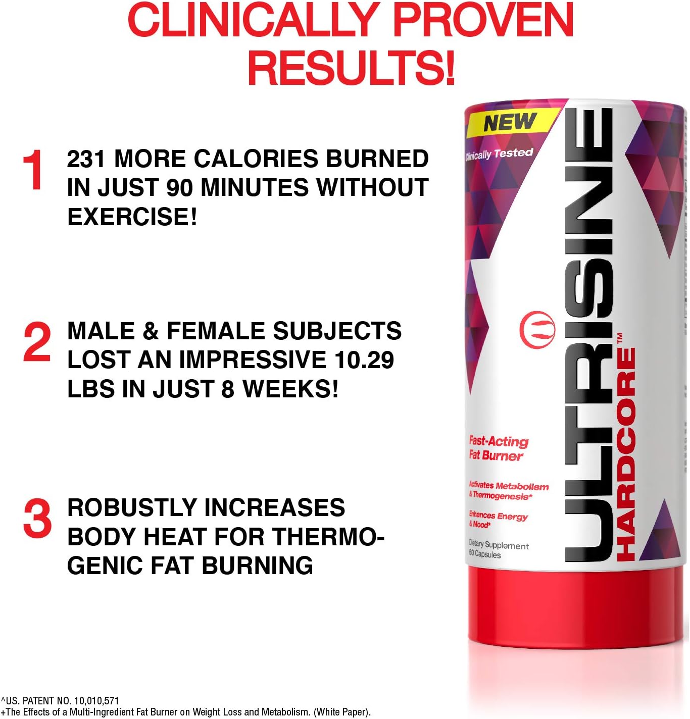 Mhp Ultrisine Hardcore Clinically Tested Fat Burner, Boosts Metabolism, Enhances Energy & Mood, Stimulates Thermogenic Weight Loss, 60Count: Health & Personal Care