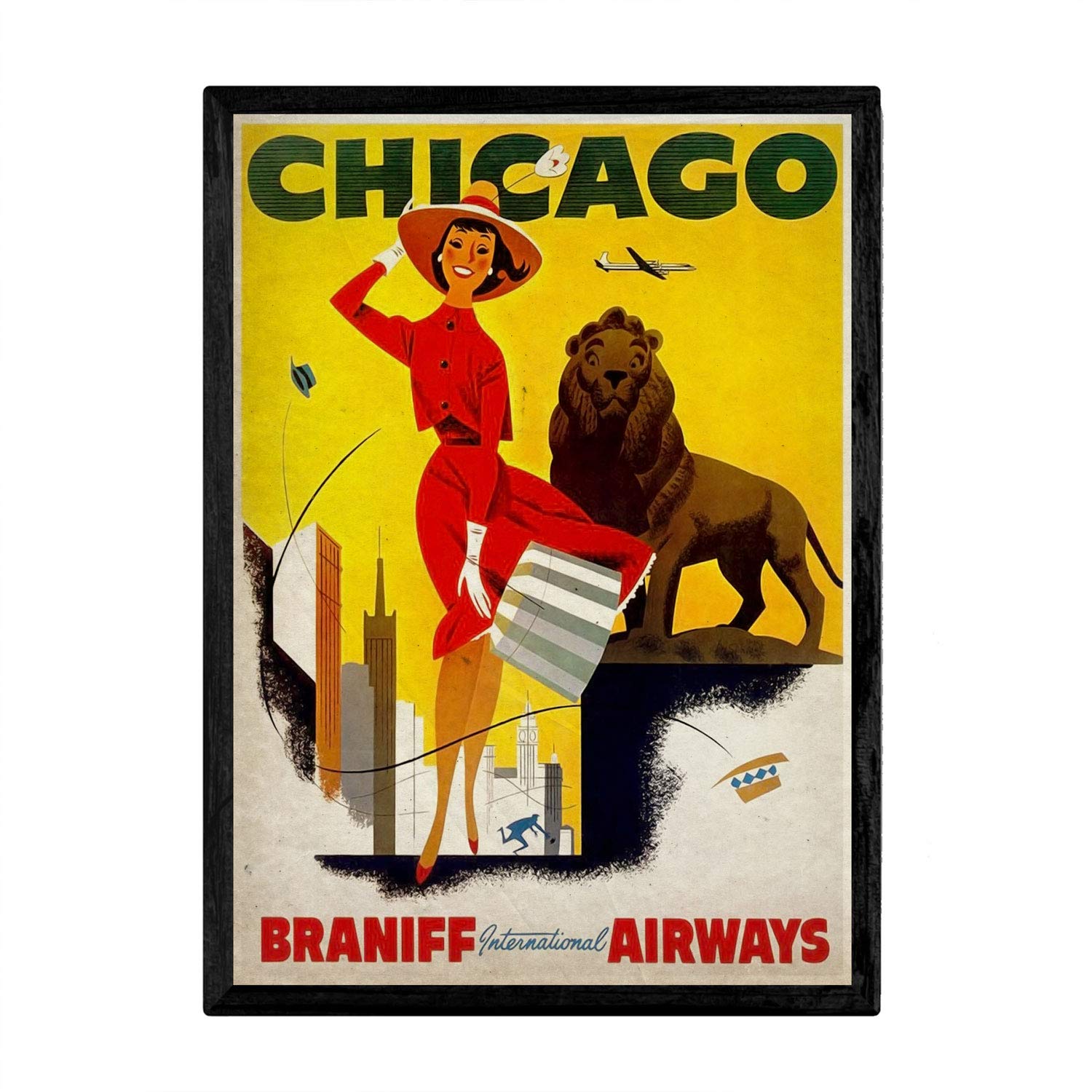 Nacnic Vintage Poster Chicago. Sheets for interior decorating with vintage and antique advertising images. Paintings retro decor. A4 size