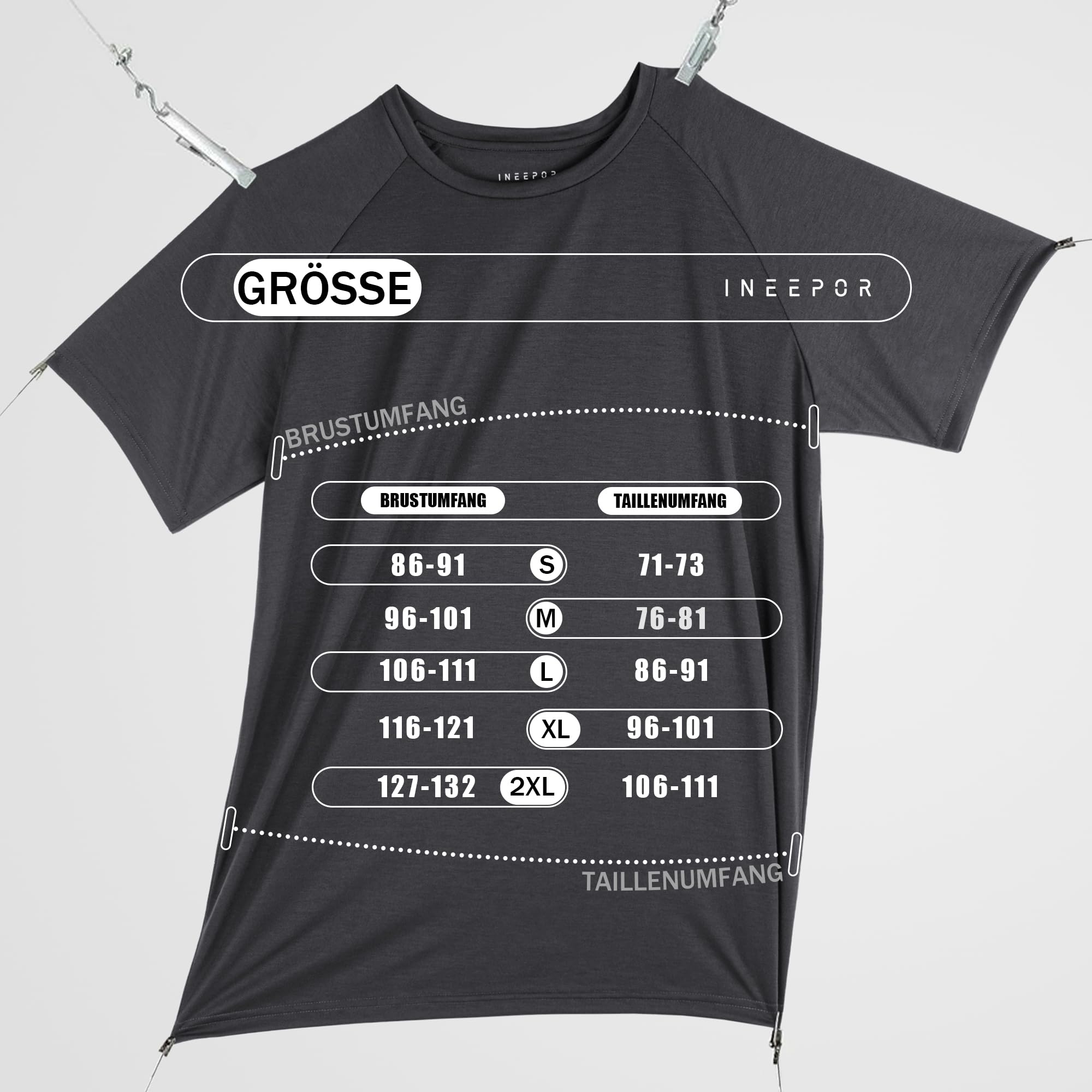 ineepor Merino Shirt Herren Slim Fit Extra lang Kurzarm Funktionsshirt Sportshirt Wandershirt UPF 50+ Kühlung Atmungsaktiv Schnelltrocknend Geruchshemmend Anti Schweiß Unterhemd, Gym Fitness Trekking 6