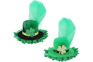 ONENINEDREAM Leprechaun Top Hat Hair Bow Clips St Patrick Day Green Hat Alligator Hair Clips for Girls Infant Clover Shamrock Clip St.Patrick Hair Accessories Gift