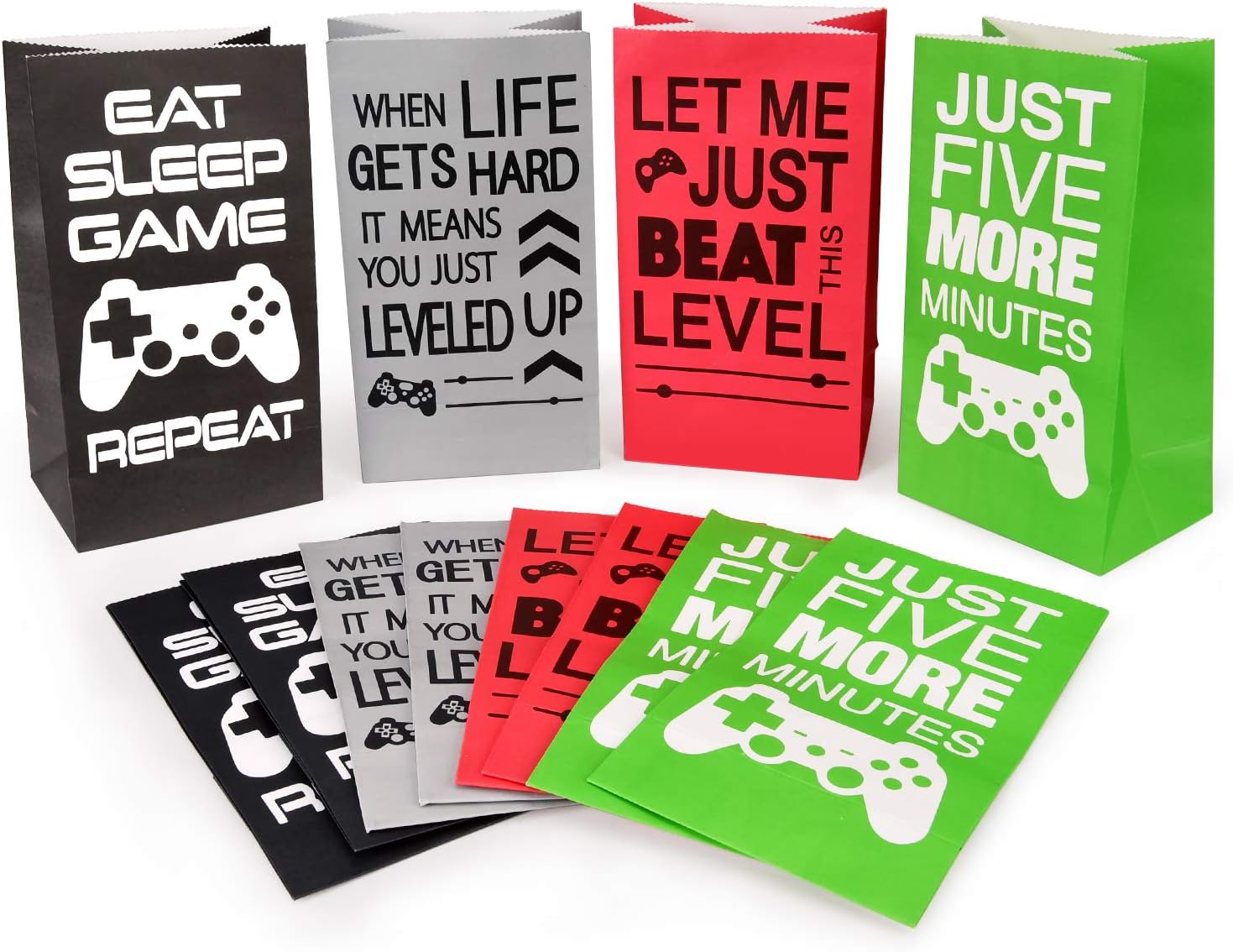 Game On Party Supplies Favors 24 Pieces Video Game Goodie Bags and 24 Pieces Video Game Bracelets Wristbands For Kids Birthday Video Game Party Supplies Favors: Toys & Games