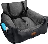 FurDreams Dog Car Seat Plush Booster for Small Dogs Cats 50x50x20cm Black view 1