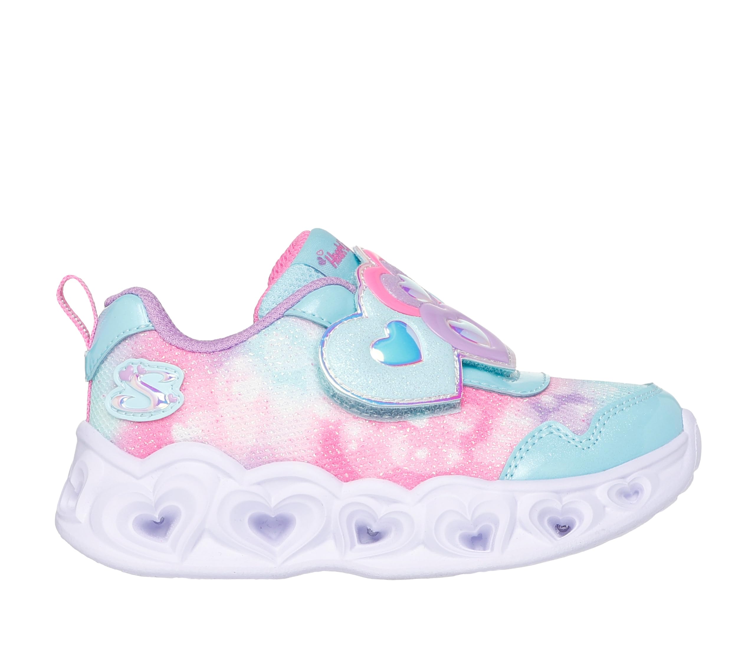 Skechers Girls Heart Lights-Lovin Reflecti Sneaker, Turquoise/Lavender, 9 Toddler