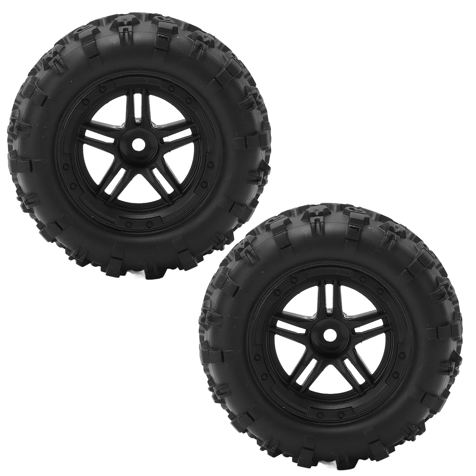 SPYMINNPOO 1Pair RC Car Tires Set,1/16 Scale Rubber Tires with Wheel Rim Upgrade Accessories Compatible with 1:16 Remote Control Offroad Vehicle Model