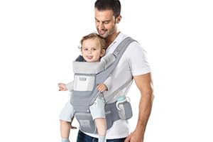 YSSKTC Baby Carrier Ergonomic Infant Carrier with Hip Seat Kangaroo Bag Soft Baby Carrier Newborn to Toddler 7-45lbs Front and Back Baby Holder Carrier for Men Dad Mom (Grey)