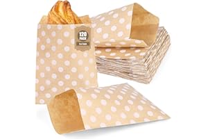 VGOODALL 120PCS Flat Kraft Paper Bags - 5 x 7 Inch, Brown Dot, Multi-Use for Cookies, Snacks, Popcorn