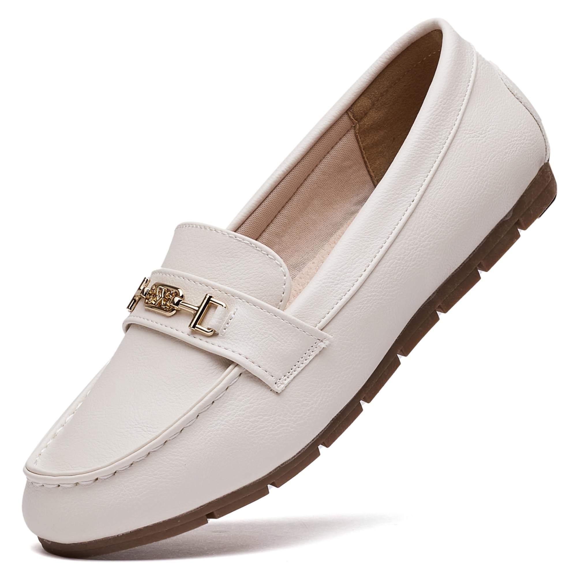 Photo 1 of DeYashopin Women's Loafer Shoes Leisure Slip On Work Shoes Comfort Walking Flats White 7.5 Wide
