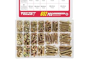 YEEZET 652PCS Grade 8.8 M4 M5 M6 Heavy Duty Bolts and Nuts Assortment Kit Includes 13 Most Common Sizes