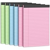 Note Pads 5x8, Narrow Ruled Legal Pad, Writing Pads 5x8, Colored Legal Pads, Pink Legal Pad,Small Note Pad, 30 Sheet/Notepad, 6 Pack Multicolor Lined Paper, Mini Legal Pads for School,Business,Home