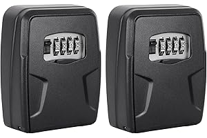 FAYLEEKO Key Lock Box Wall Mounted, 5 Keys Capacity, Key Safe Security Storage Lock Box for Indoor, Outdoor, Garage, Garden, Store (2 Pack, Black)