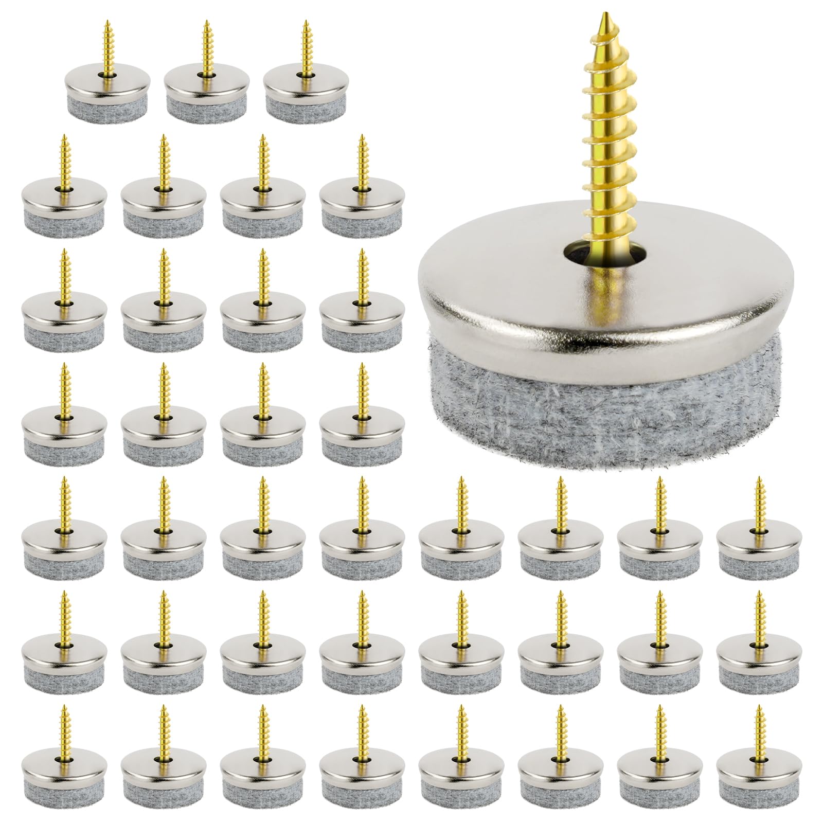 Flintronic 40PCS Furniture Pads Floor Protectors, 24mm Diameter Felt Pads for Furniture Feet, Non-Slip Chair Leg Floor Protectors with Easy Screw Installation, 5MM Thick for Chairs Parquet Laminate