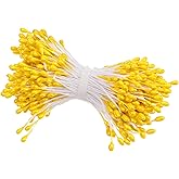 LXUEJIE 720 Pcs 3mm Yellow Pearl Double Heads Handmade Flower Stamens, Flower Stamens Pistil for Flowers Making Artificial Pistil para Flores for Christmas Wedding Flowers Making Scrapbook Decoration